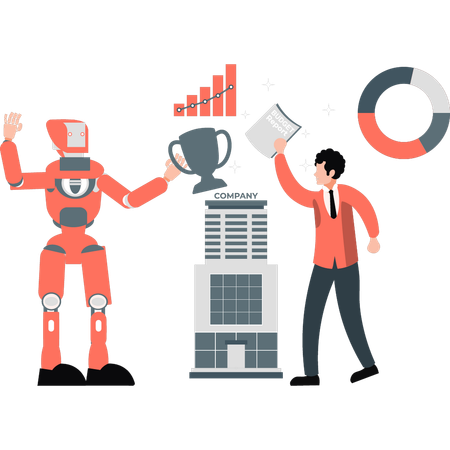 Le robot remporte la coupe du trophée  Illustration