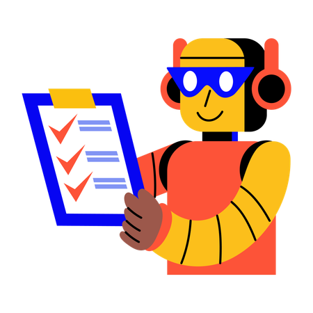 Robot generating business reports  Illustration
