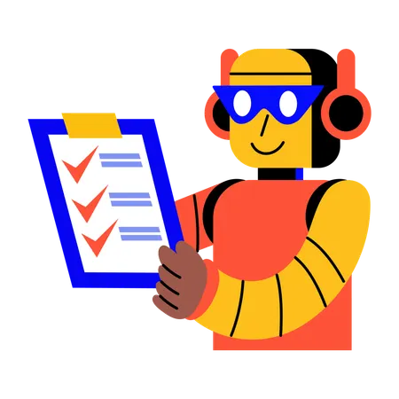 Robot generating business reports  Illustration