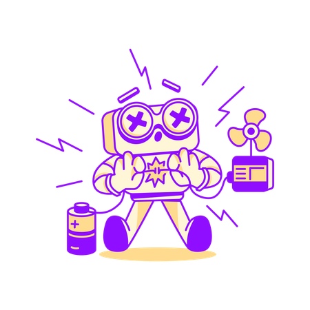 Robot getting electric connection  Illustration