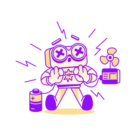 Robot getting electric connection  Illustration