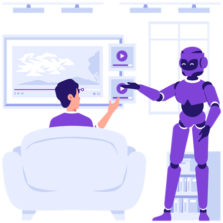 AIによる推奨を行うロボット  イラスト