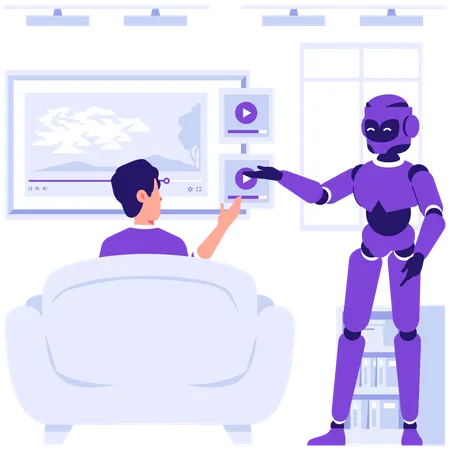 AIによる推奨を行うロボット  イラスト