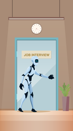 Robot going for Job Interview Illustration