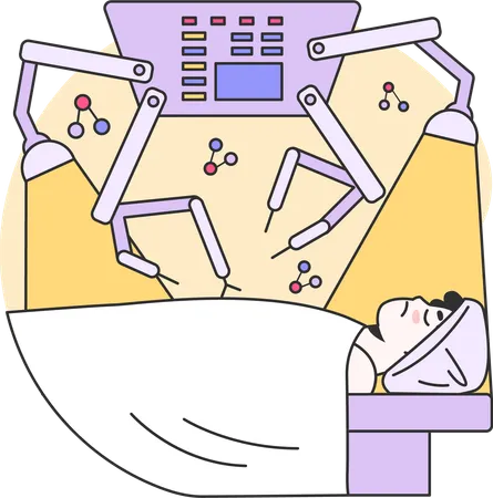 Robot haciendo cirugía médica  Ilustración