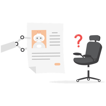 Robot hand holding resume  Illustration