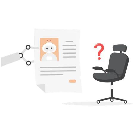 Robot hand holding resume  Illustration