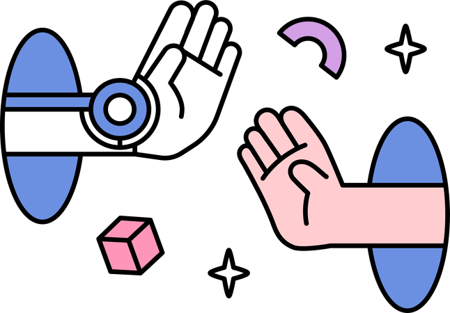 Robot hand with human  Illustration