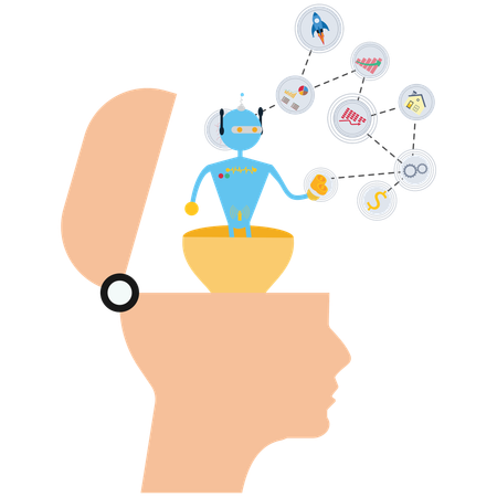 Robot having lot of ai idea  Illustration
