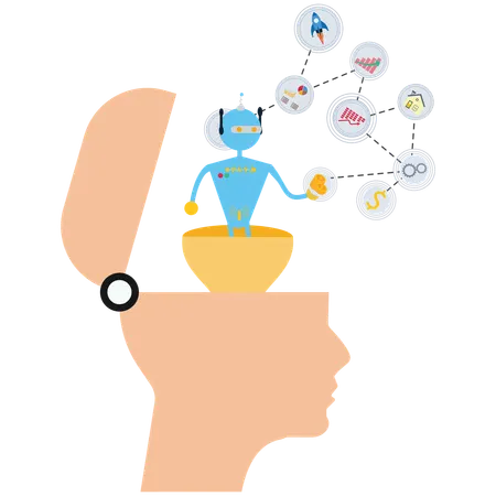 Robot having lot of ai idea  Illustration