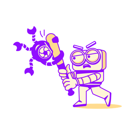 Robot having virus attack  Illustration