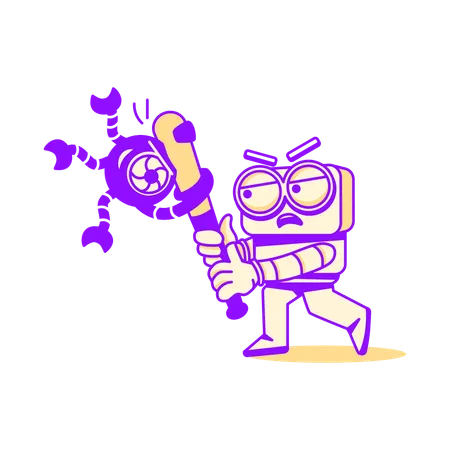 Robot having virus attack  Illustration