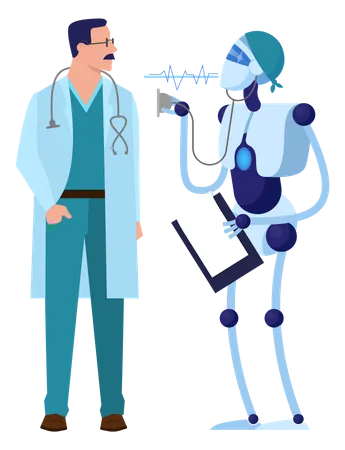 Robot help doctor with healthcare  Illustration
