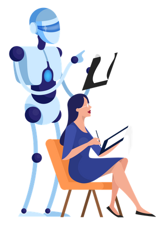 Robot helping in human mental health treatment  Illustration