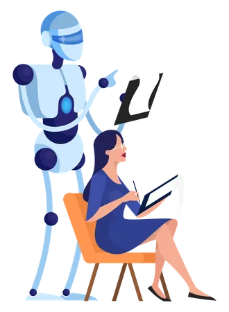 Robot helping in human mental health treatment  Illustration