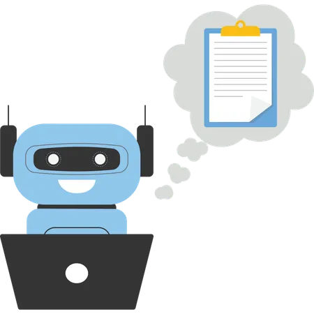 Robot helps in office work  Illustration