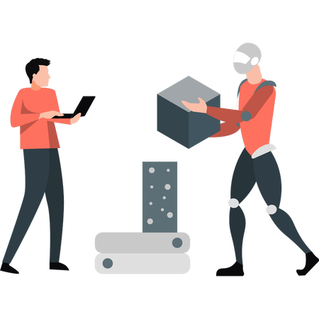 Robot holding delivery box  Illustration