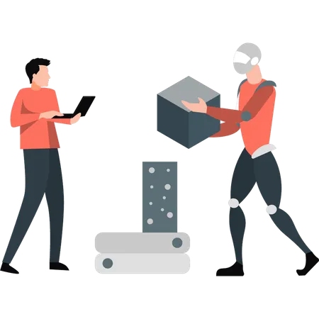 Robot holding delivery box  Illustration