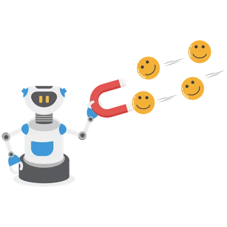 Robot is attracting smiley  Illustration