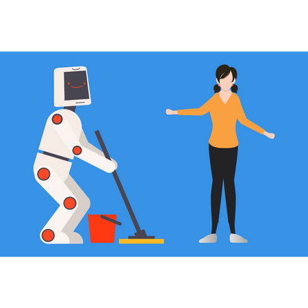 Robot is cleaning the floor  Illustration