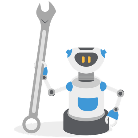 Robot is fixing business problem  Illustration