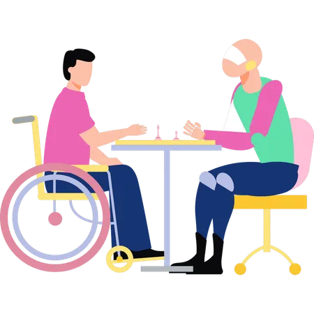 Robot is helping disabled person  Illustration