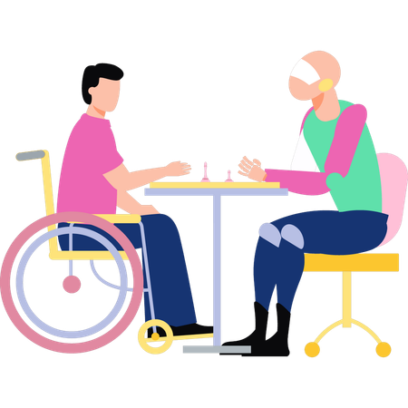 Robot is helping disabled person  Illustration