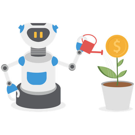 Robot is helping to increase market profits  Illustration