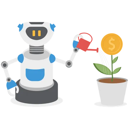 Robot is helping to increase market profits  Illustration