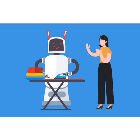 Robot is ironing clothes  Illustration