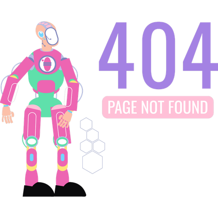 Robot is looking at the 404 error  Illustration