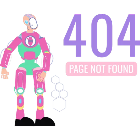 Robot is looking at the 404 error  Illustration