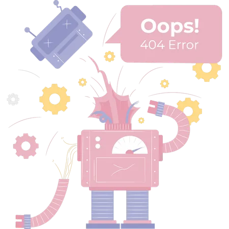 The Robot Is Showing A 404 Error Illustration
