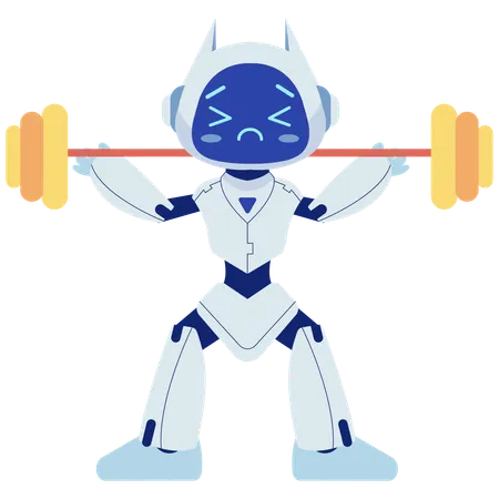 Robot levantando pesas  Ilustración