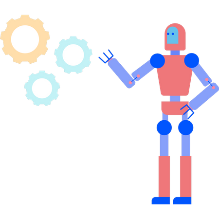 Robot looking at management  Illustration