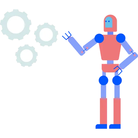 Robot looking at management  Illustration