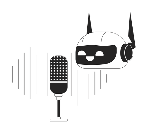 Robot microphone recording  Illustration