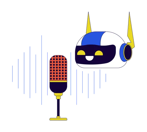 Robot microphone recording  Illustration