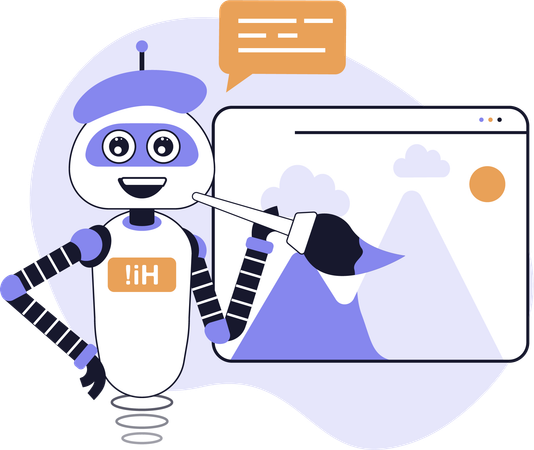 ロボットがインターフェースを描く  イラスト
