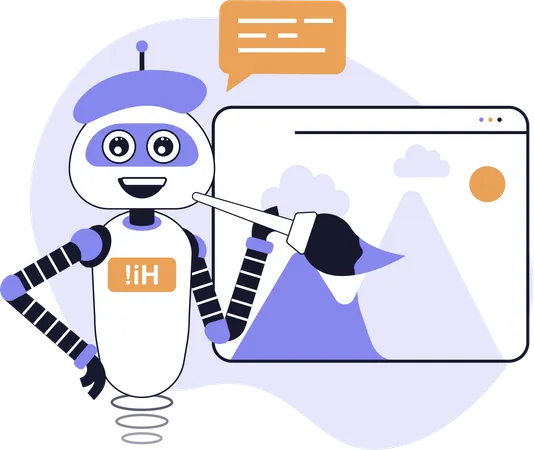 ロボットがインターフェースを描く  イラスト