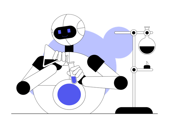 Robot performing lab experiments  Illustration