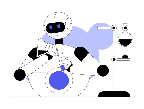 Robot performing lab experiments  Illustration