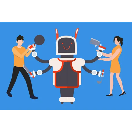 Robot performs many household tasks Illustration