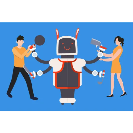 Robot performs many household tasks  Illustration