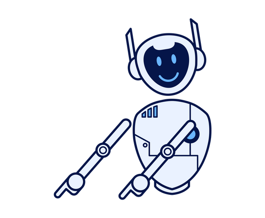 Robot pointing downwards  Illustration