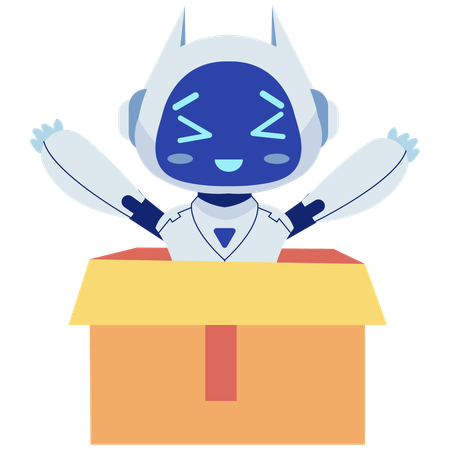 Robot Popping Out of Box  Illustration