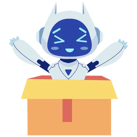 Robot Popping Out of Box  Illustration