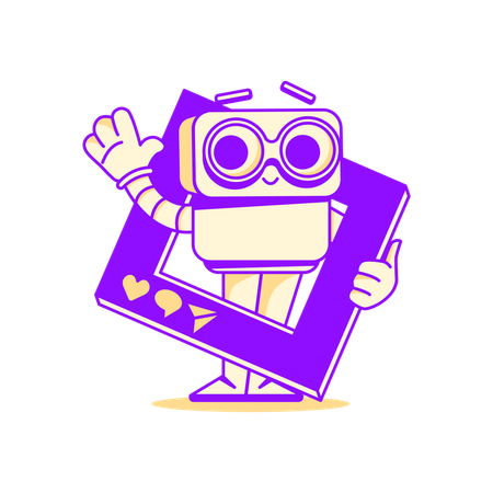 Robot posting on social media  Illustration