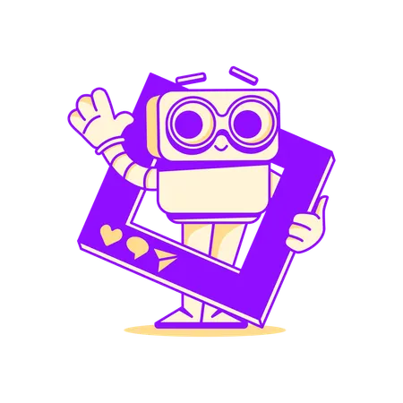 Robot posting on social media  Illustration