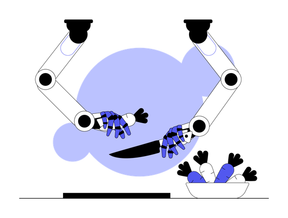 Robot preparing meal  Illustration